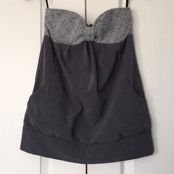 Donated - Sweetheart neck strapless top gray - Picture 2 of 7